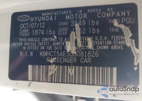 2013 Hyundai Accent Gs from USA, damaged, VIN KMHCT5AE5DU081826